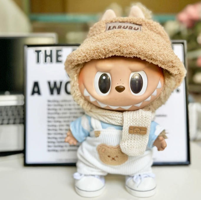 (No Dolls) Compatible Scarf Set for 38CM LABUBU Replace Clothes Overalls Shoes