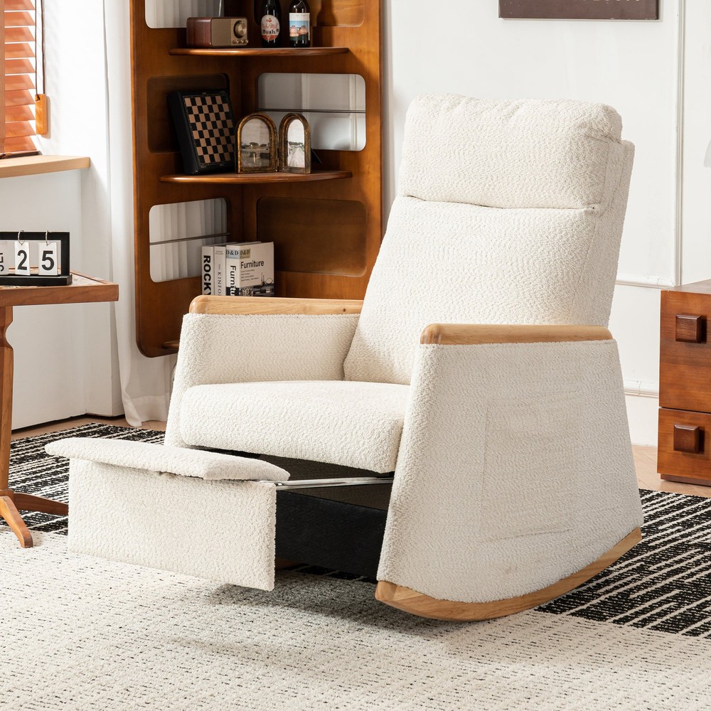 High Back Accent Rocking Chair with Footrest for Ultimate Comfort-image