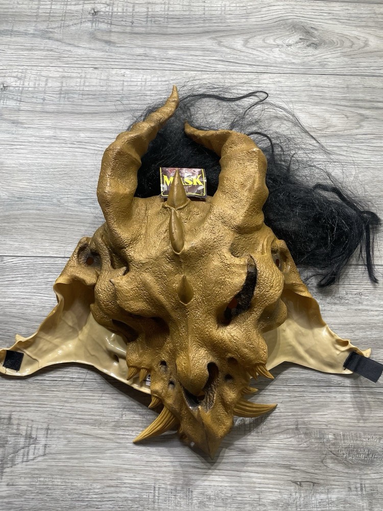 Vintage 1993 Forum Dragon Gold Hair Halloween Mask Brand New Deadstock