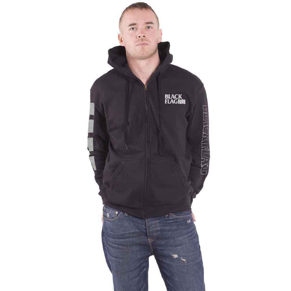 Black Flag Hoodie Band Logo new Official Unisex Black Zipped