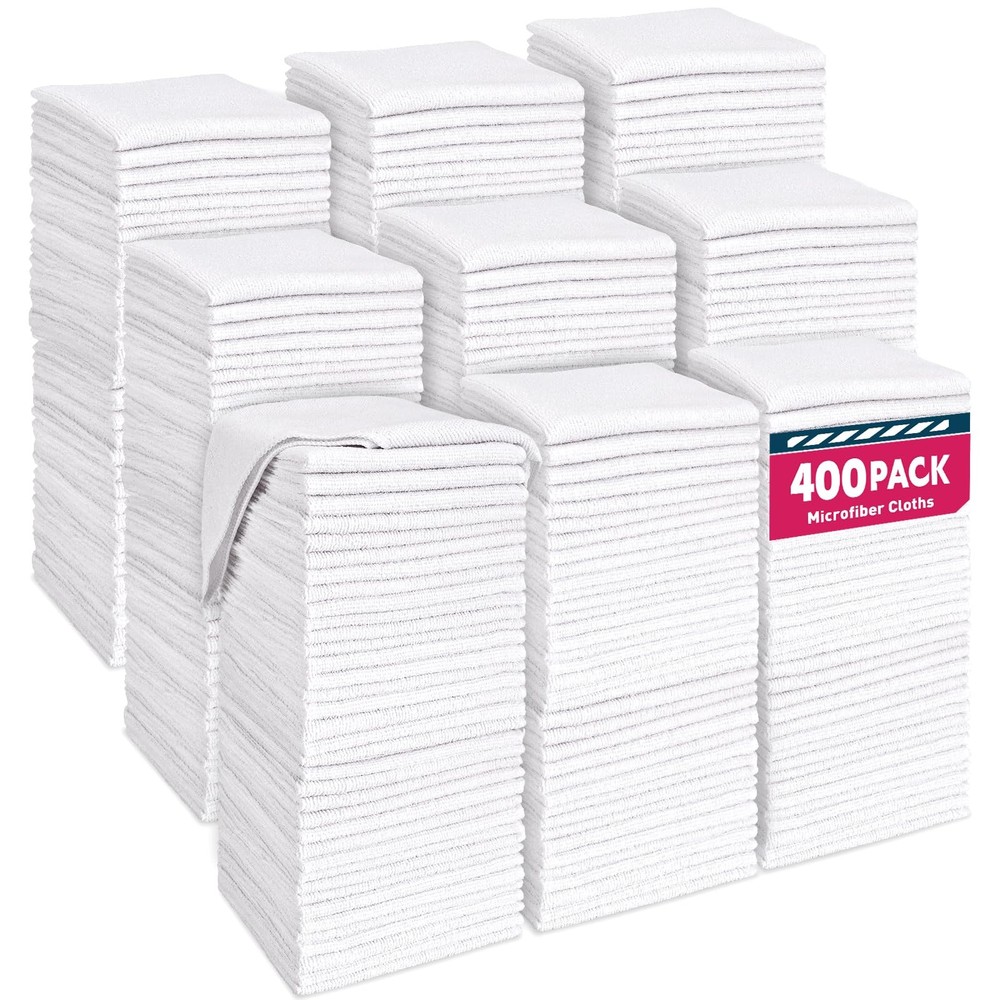 400-Pack Bulk Microfiber Cleaning Cloths for Cars, Home & Multi-Surface Cleaning
