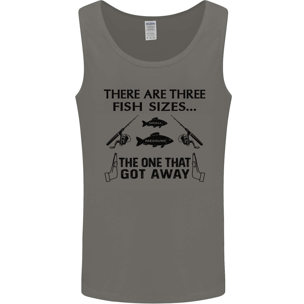 Three Fish Sizes Funny Fishing Fisherman Mens Vest Tank Top