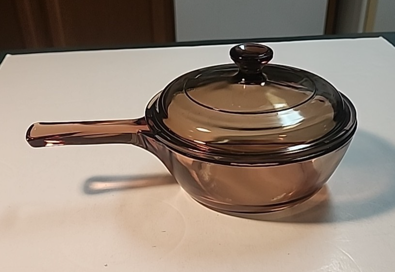 Vintage Corning Amber Vision Ware .5 Liter Saucepan Pot w/P-81-C Lid