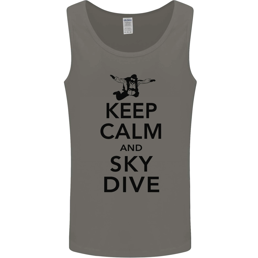 Keep Calm and Skydive Funny Skydiving Mens Vest Tank Top