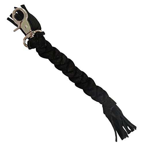 Genuine Braided, BLACK SUEDE - Heavy Duty Lobster Claw Clasp Bikers KEYCHAIN