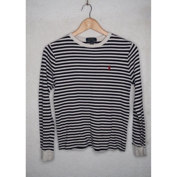 Polo Ralph Lauren Big Boys Striped Waffle Red Pony Long Sleeves Sz L (14-16)