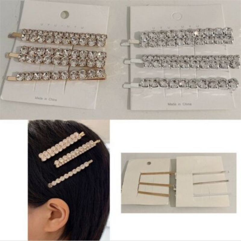 3 Rhinestone Crystal Hair Clips for Bridal or Everyday Use