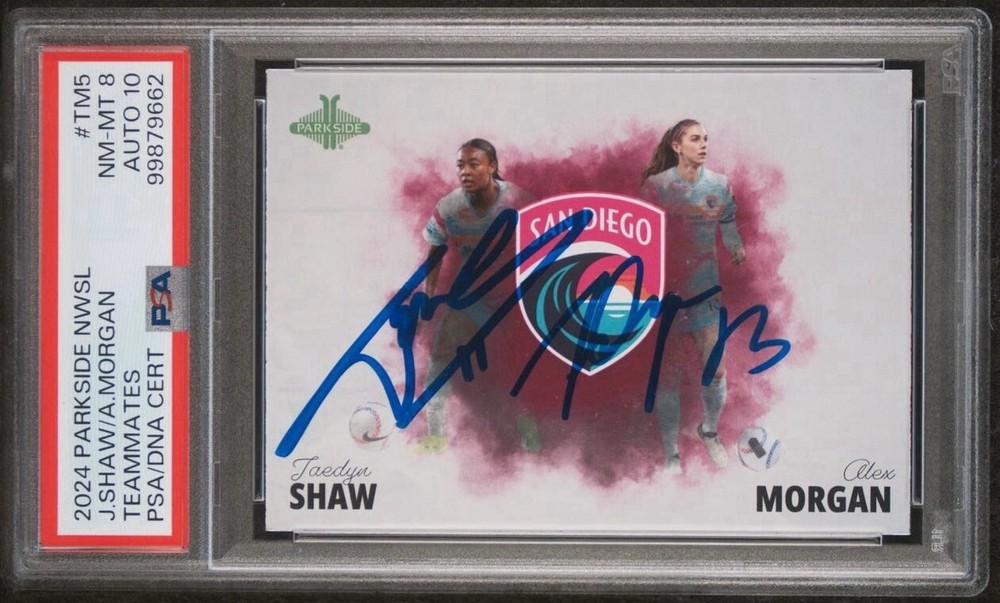 2024 Parkside NWSL Jaedyn Shaw & Alex Morgan Dual Auto PSA 8 GEM MT 10