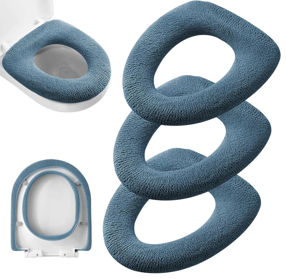 3Pcs Soft Thick Stretchable Washable Toilet Seat Covers for Bathroom Comfort