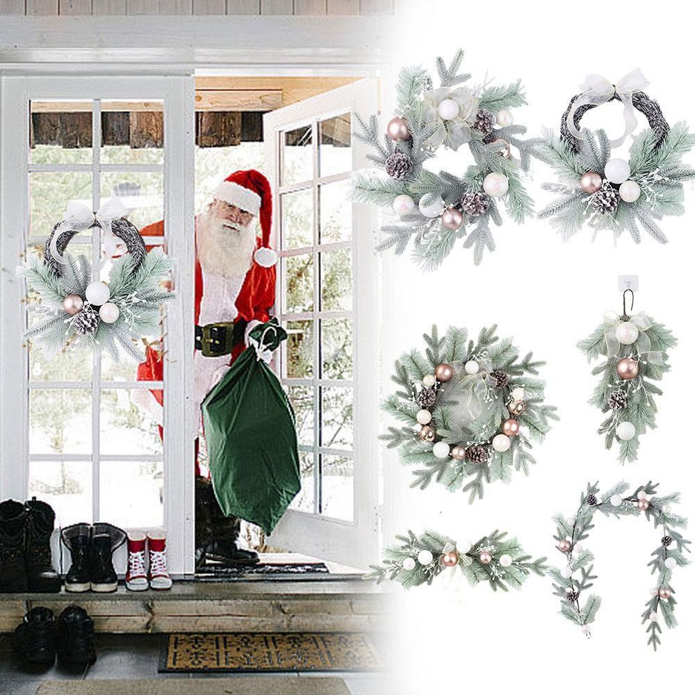 Mini Wreath for Front Door Artificial Wreath Faux Christmas Simulation Deco B ✨[