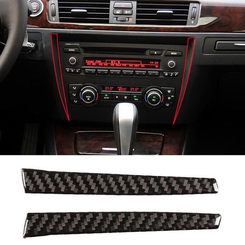 Gear Both Sides Cover Car Center Control Carbon Fiber For BMW 3-Series 2005-2012