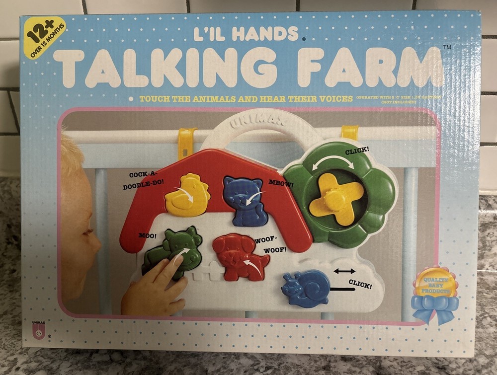 Lil Hands Talking Farm Toy 12+ Months Toddler Crib Mount 1990