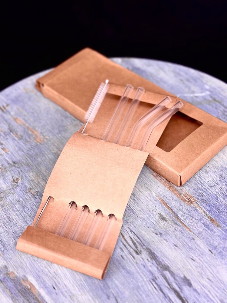 Eco-friendly reusable glass straws for sustainable sipping