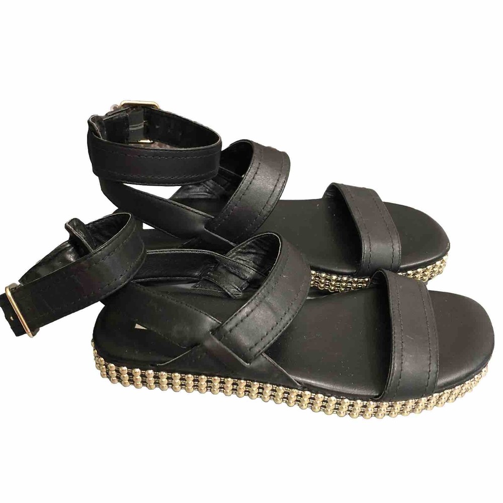 Chelsea Violet Black Studded Leather Sandals Size 8