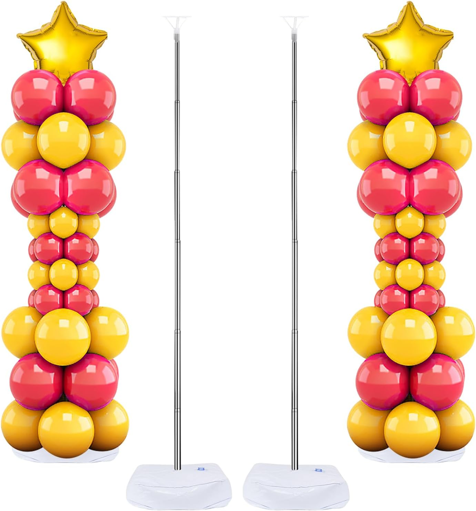 6.6Ft Adjustable Balloon Column Stand Set of 2 for Arch Displays
