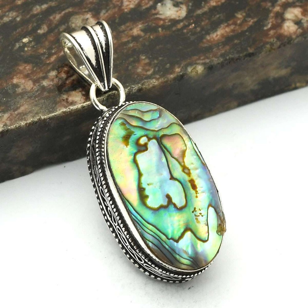 Abalone Shell Gemstone Handmade Antique Design Pendant Jewelry 2.2