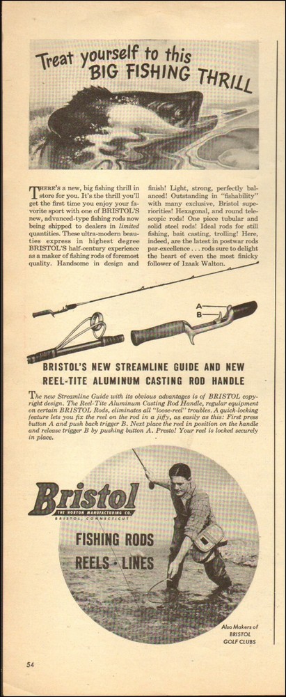 1940's Vintage ad for Bristol Fishing Rods Reels Lines photo retro    11/30/21