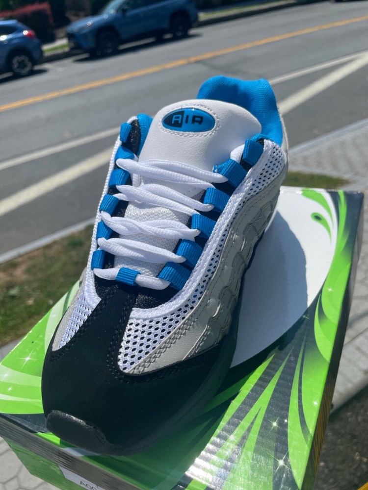 Boys Back To School Sneakers By AIR Black Gray & Royal Blue Athletic Sports A001-image