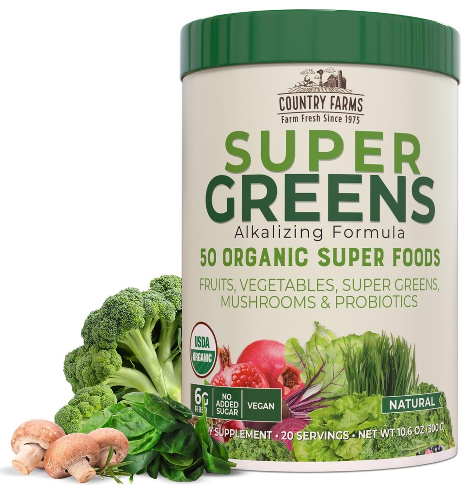 Super Greens Natural Flavor, 50 Organic Super Foods, USDA Organic Drink Mix, ...