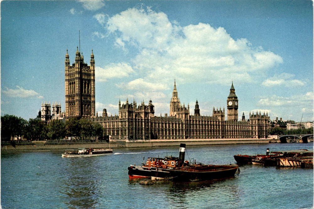 LONDON, Houses of Parliament, Thames, Westminster, J. Arthur Dixon Postcard