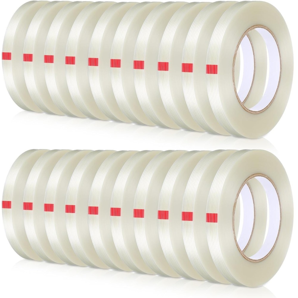 Bulk 20 Rolls 5.5 Mil Transparent Shipping Tape - Filament for Heavy Packaging