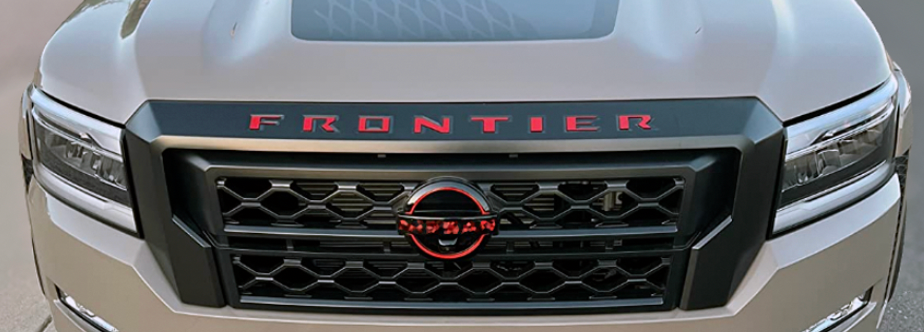 VINYL: Gloss RED NISSAN FRONTIER 2022 2023 2024 FRONT GRILL LETTERS