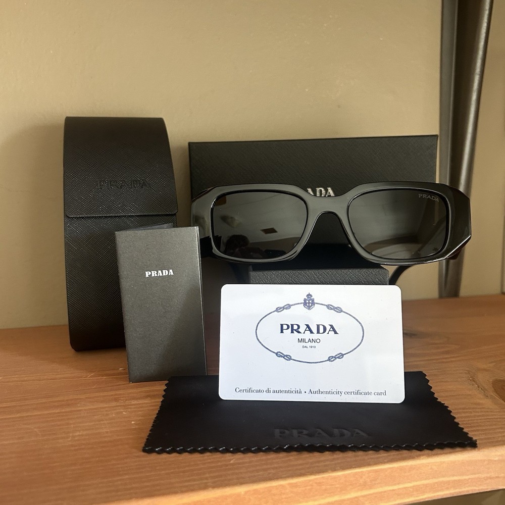Prada PR17WS Unisex 49mm Black Sunglasses with Dark Lens Free Shipping