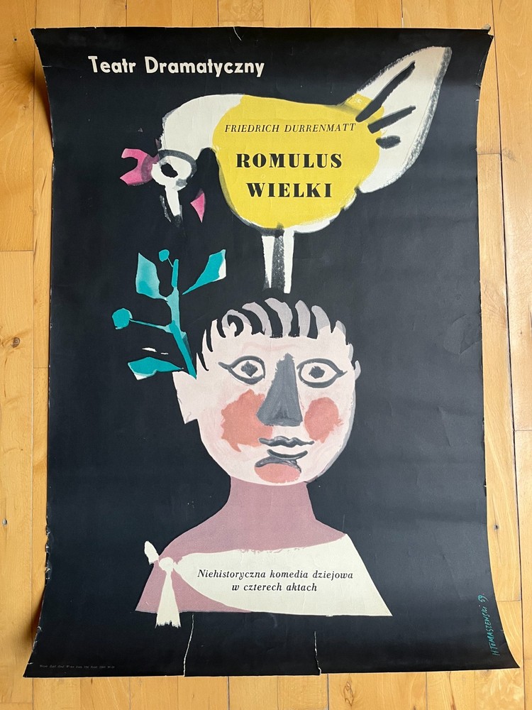 HENRYK TOMASZEWSKI / TEATR DRAMATYCZNY / ROMULUS WIELKI POSTER / 1959