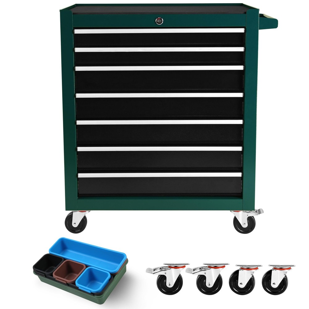 7 Drawer 30 Inch Rolling Metal Tool Chest for Mechanics with Wheels