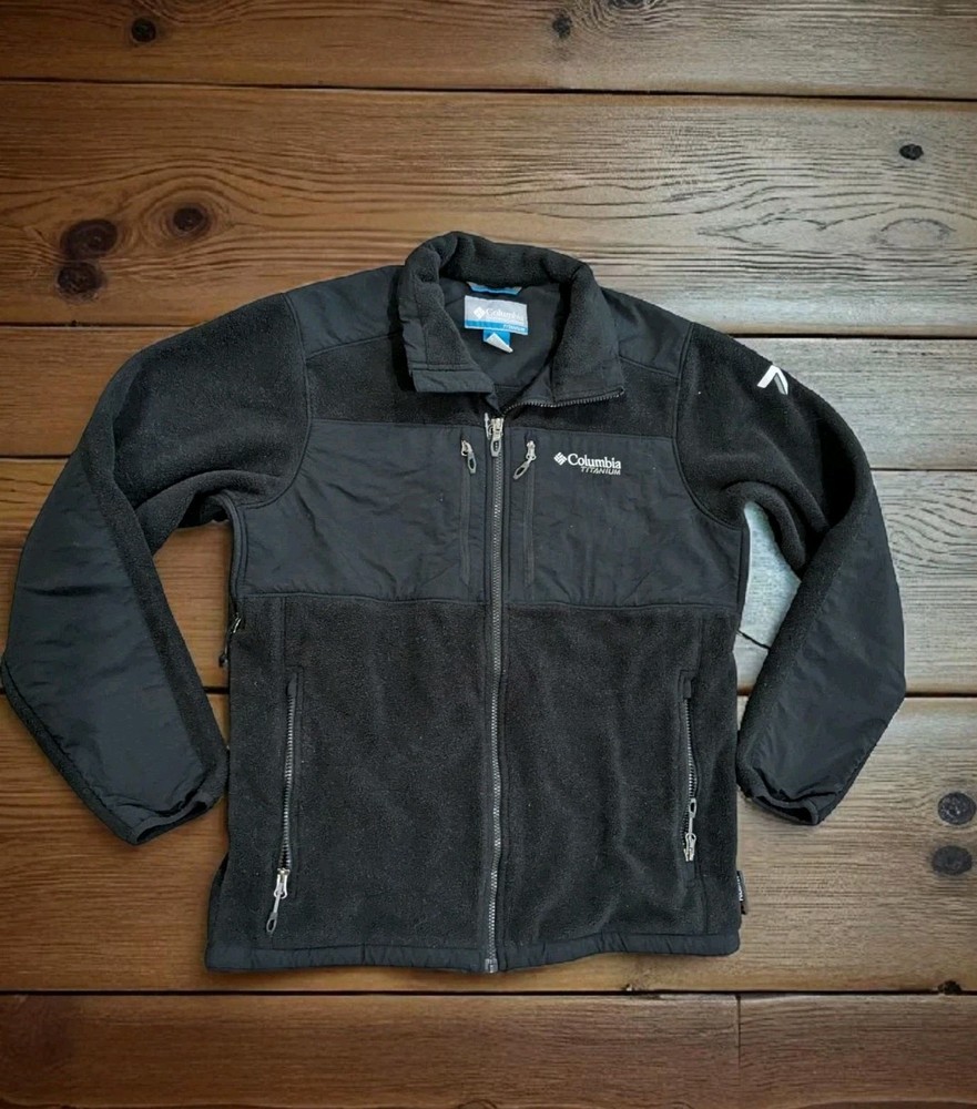 Columbia Women's Size M Jacket Titanium Fleece Lined Black Zip Pockets Polartec