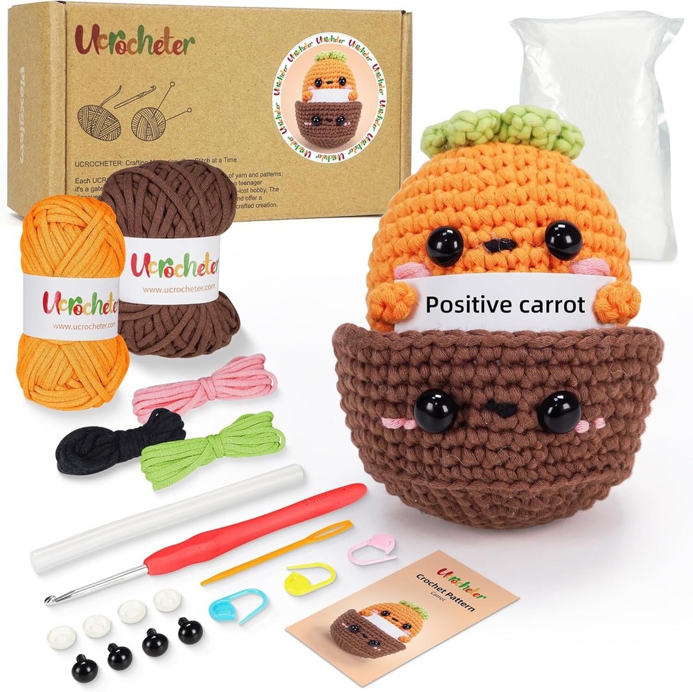Crochet Kit for Beginners, Positive Carrot - Crochet Starter Kit for Adult Kids