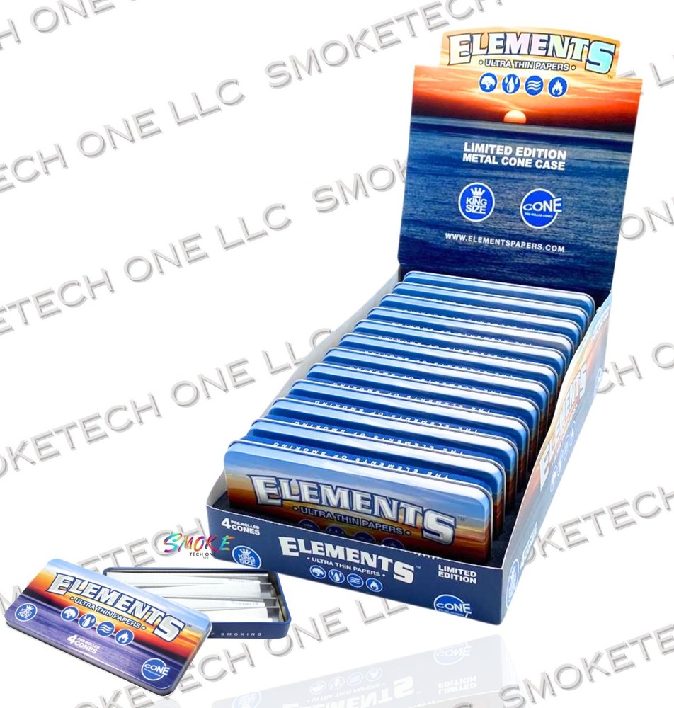 Elements Limited Edition Metal Cone Case – King Size, 4 pre-rolled cones (Box)