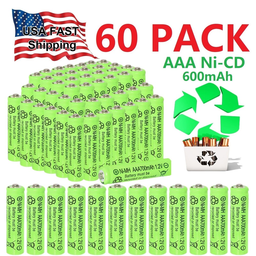 60X 1.2V Ni-MH AAA Rechargeable Battery 700mAh Batteries for Landscaping Lights