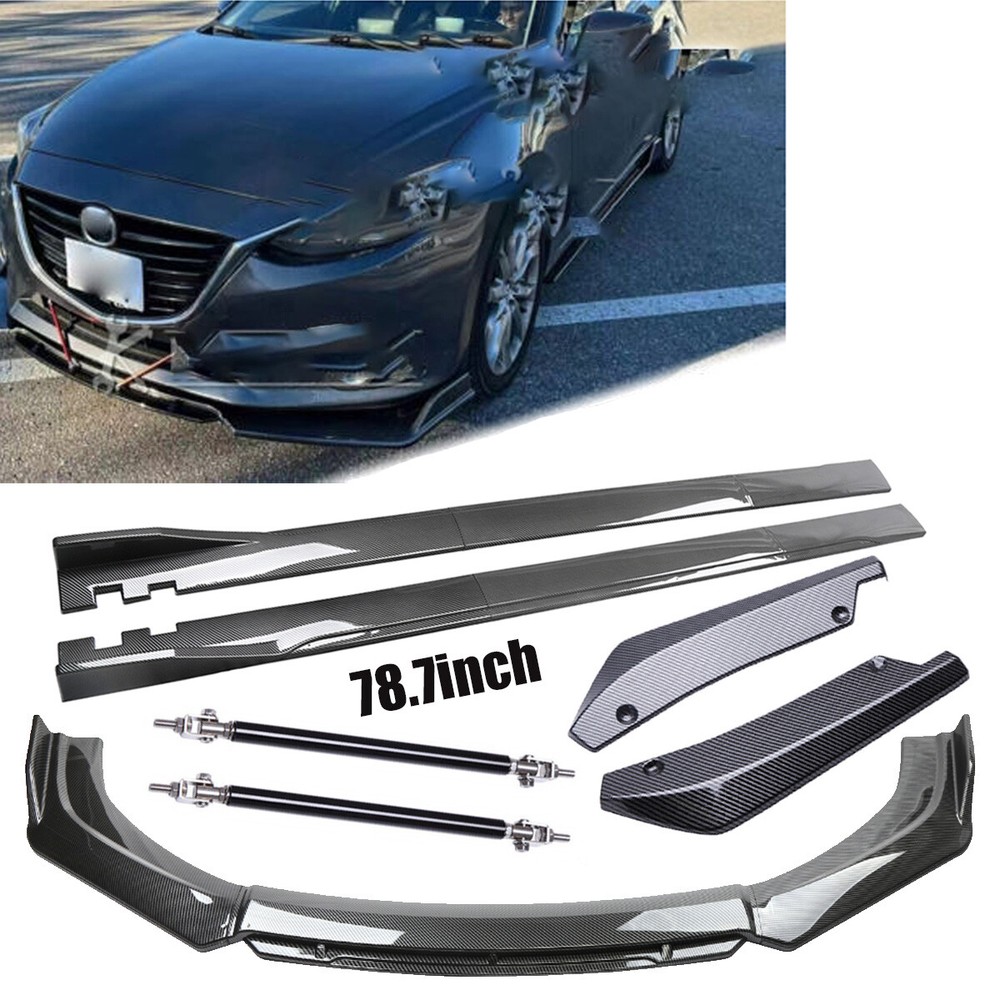 For Mazda 6 2014-2022 Carbon Fiber Side Skirt Rear Front Bumper Lip Splitter Rod