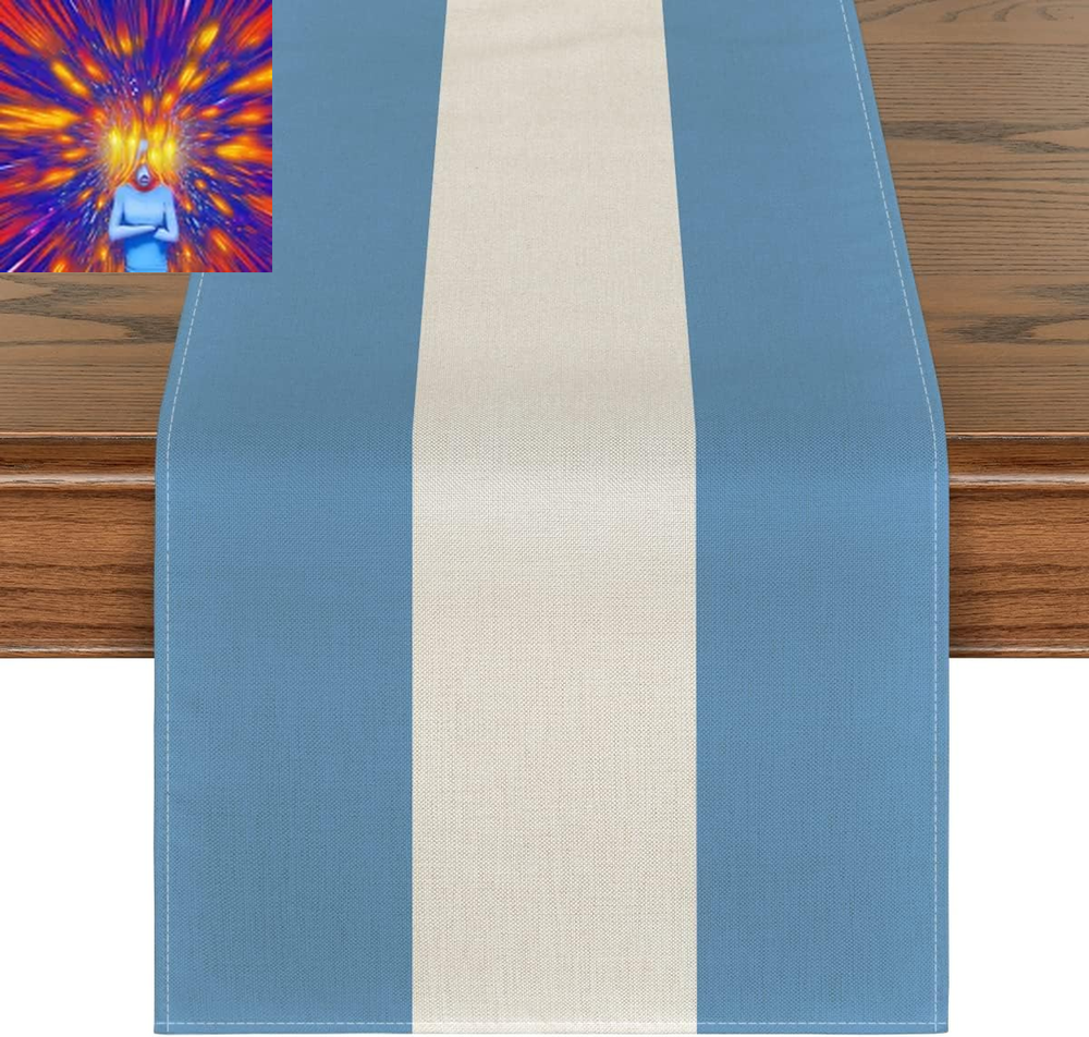 Argentina Blue White Stripes Table Runner, Miami Soccer Kitchen Dining Table Dec