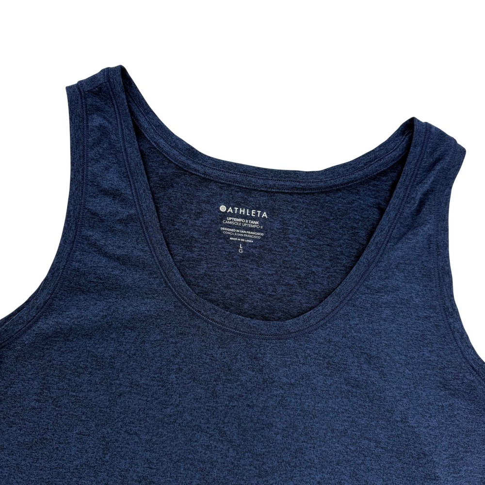 Athleta Uptempo II Tank Size Large Navy Blue Heathered Scoop Neck Activewear Top