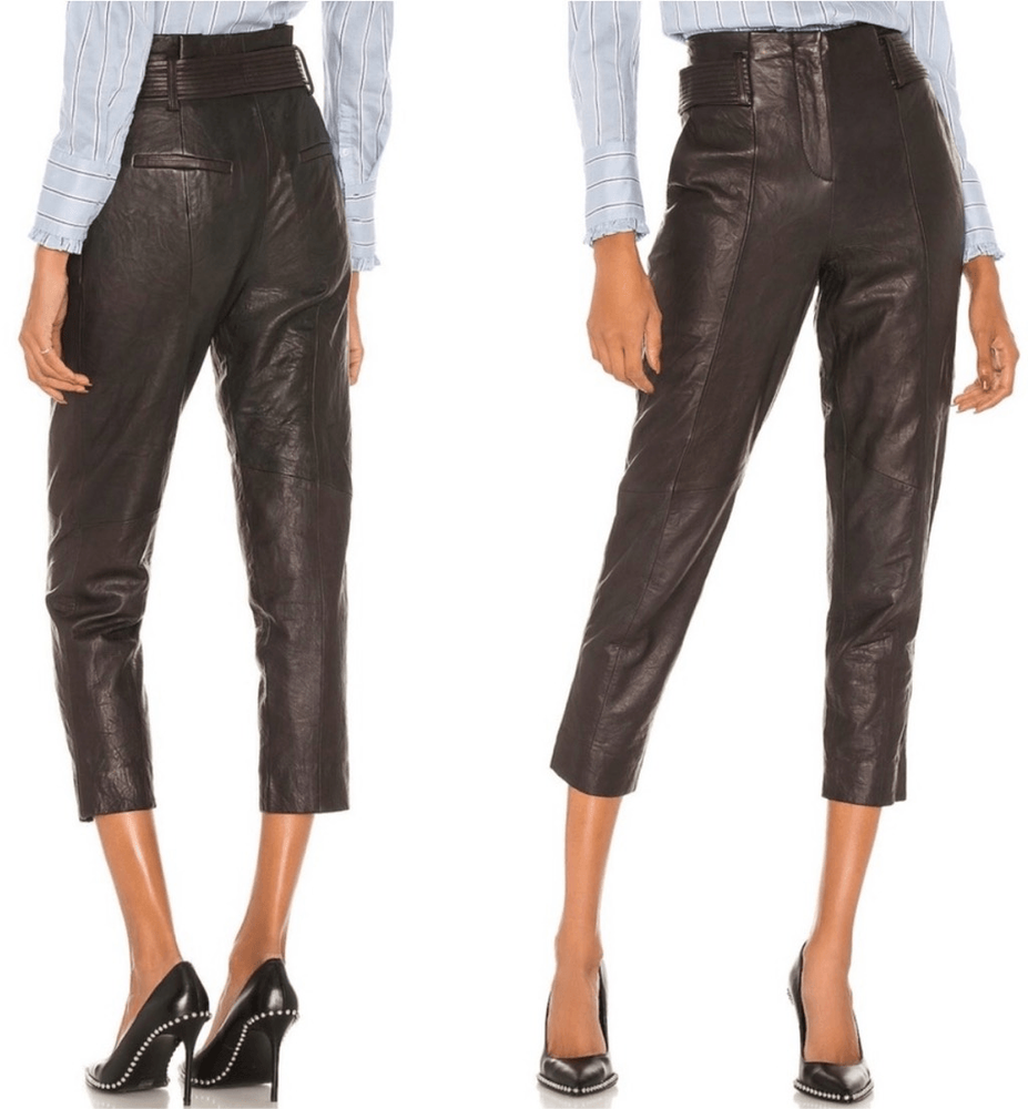 Veronica Beard Kaylee 100% leather brown high rise pants 6