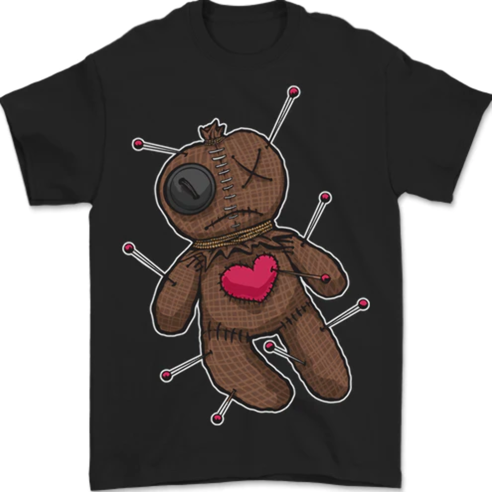 Voodoo Doll Heart Evil Spirits Dark Magic Halloween Mens T-Shirt 100% Cotton