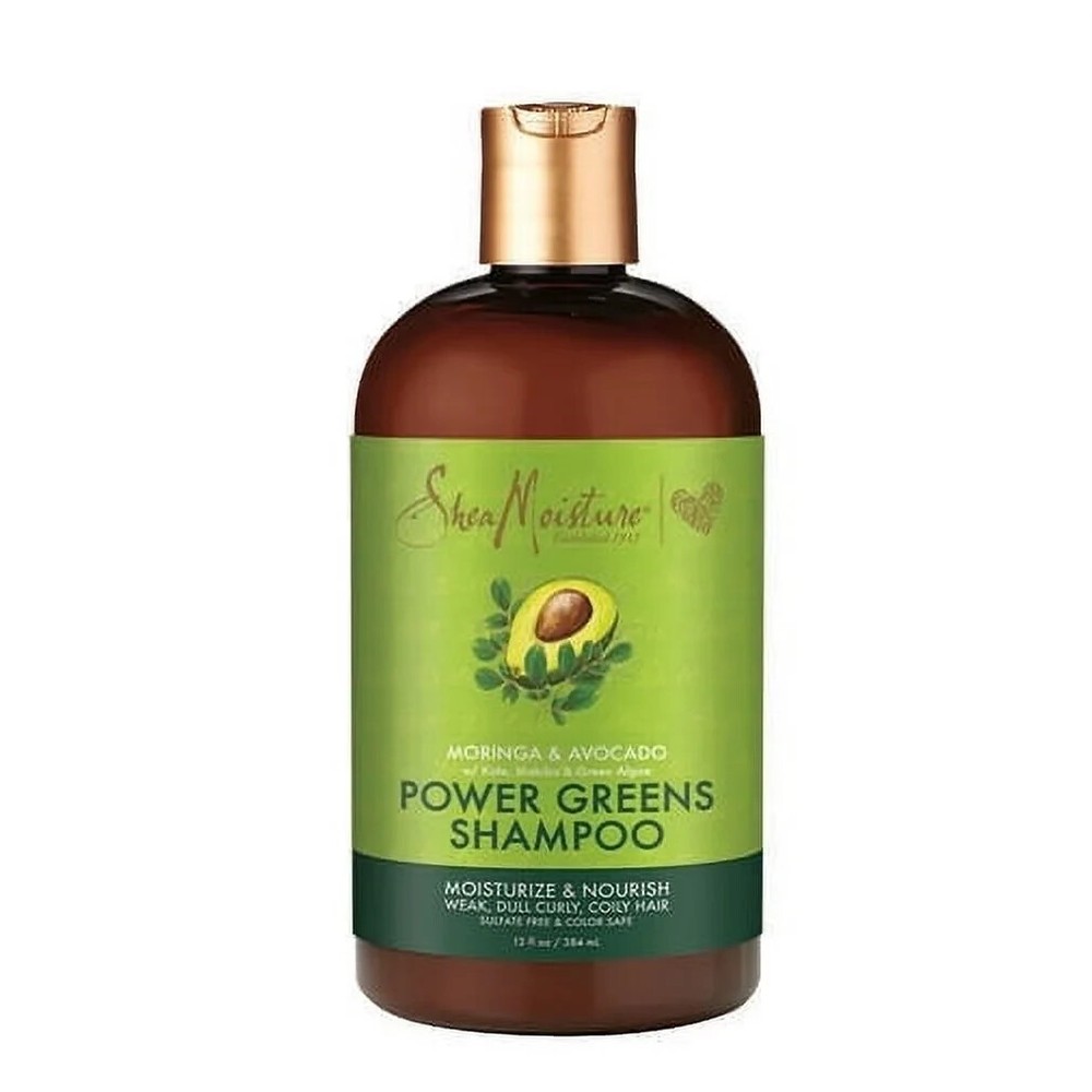 Shea Moisture Power Greens Shampoo with Moringa Avocado - 2 Pack Moisturizing Formula  