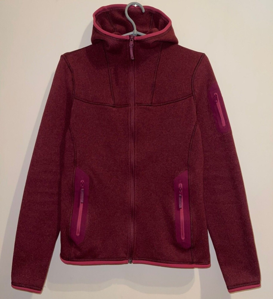 ARC'TERYX COVERT HOODY JACKET ALPENEX FLEECE POLARTEC WOMENS SMALL CHERRYWINE