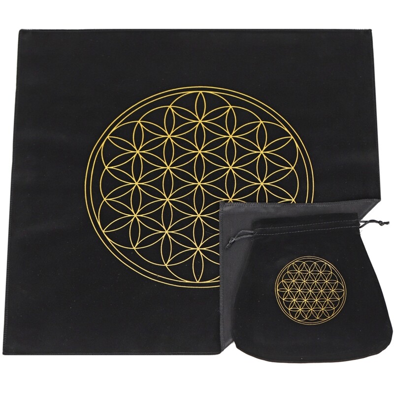 Flower of Life Tarot Altar Cloth with Storage Bag