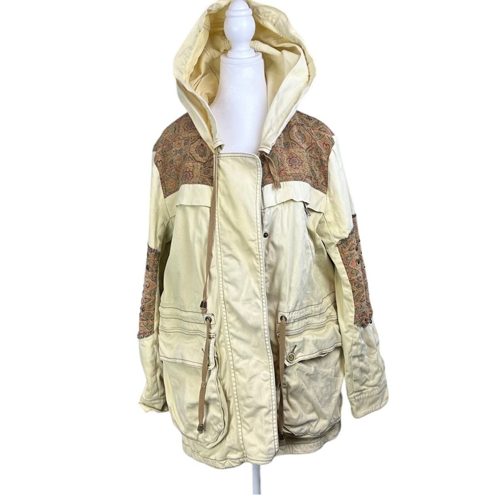 Free People Crafted Cloth Tapestry Hooded Jacket Sz Medium