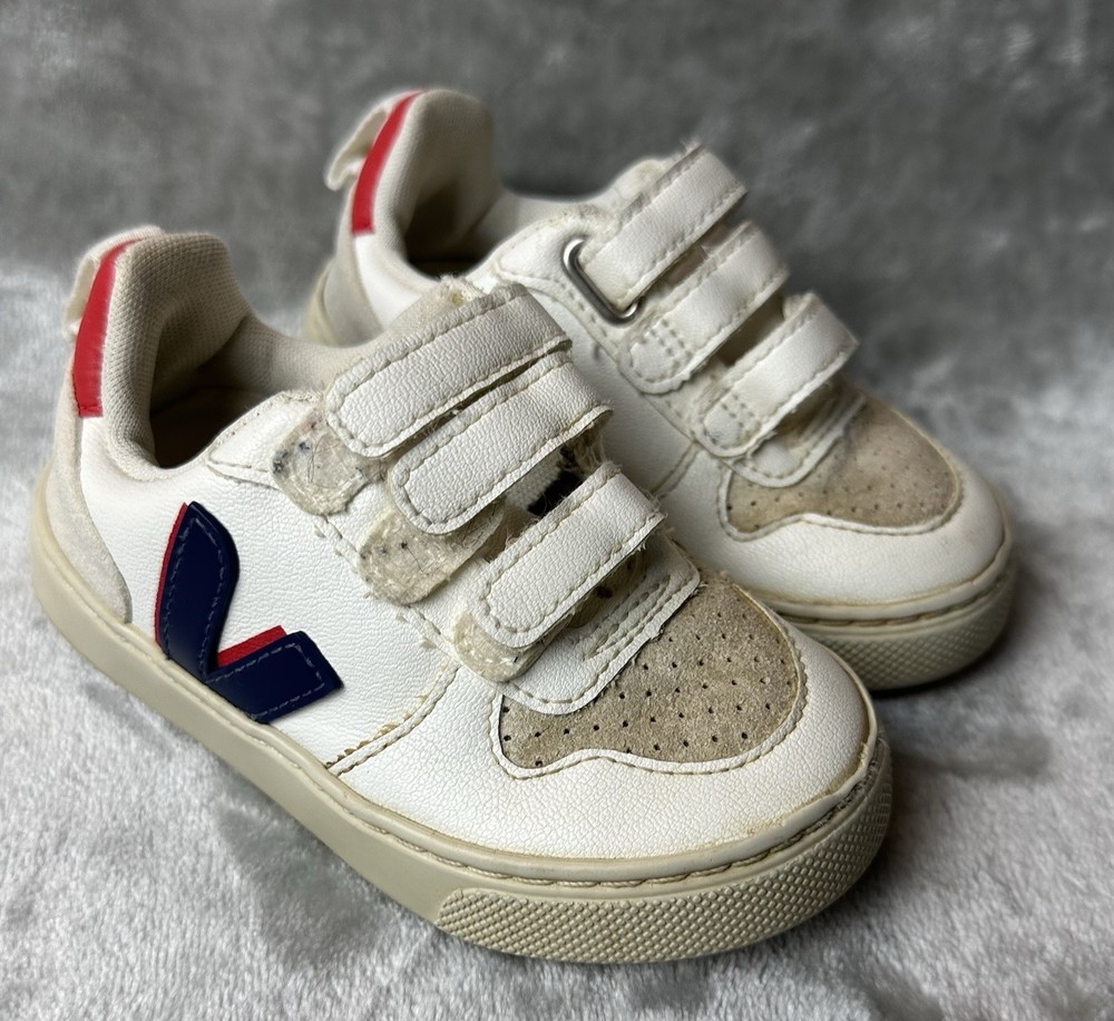 Veja V-10 Toddler Sneakers in Cobalt Pekin Size 8 US with Hook Loop Closure