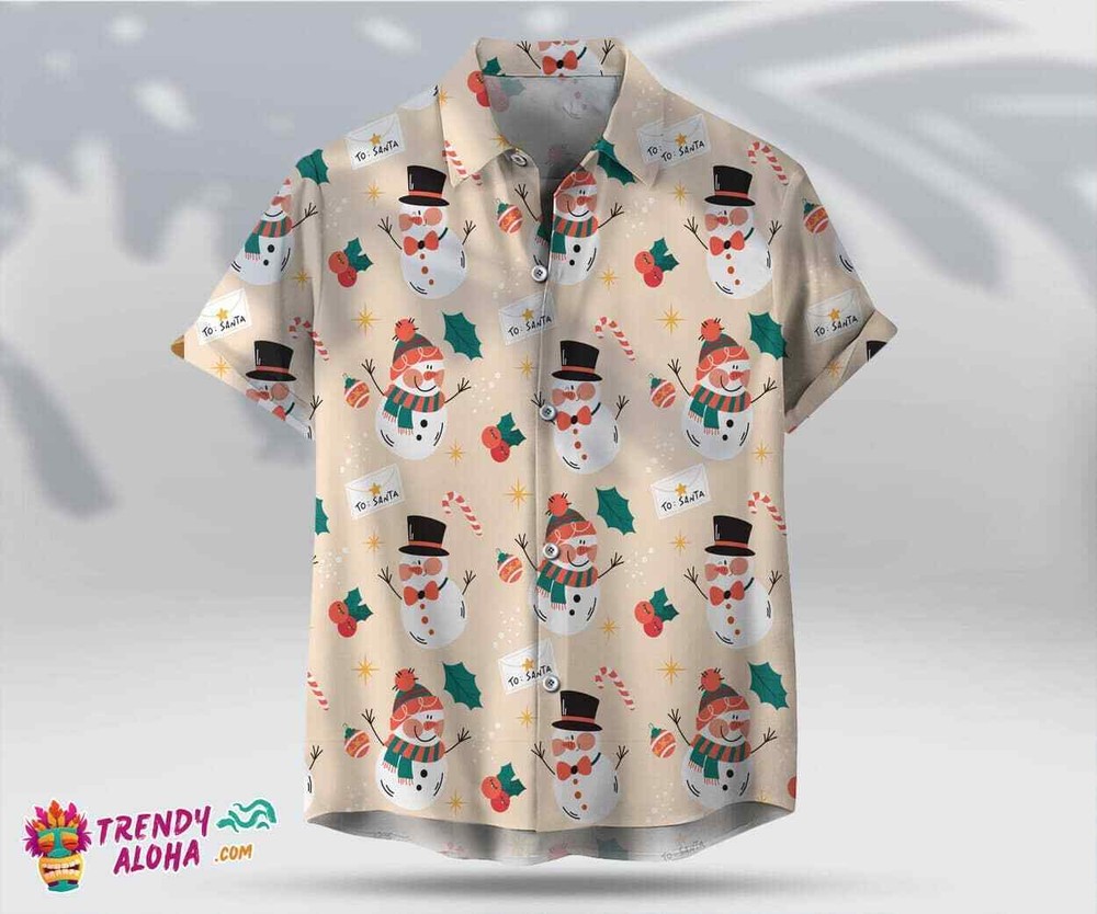 To Santa Snowman 3D Graphic Unisex Hawaiian Christmas Gift Shirtevu46