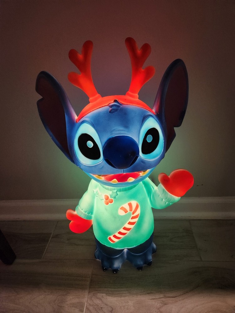 Disney Lilo & Stitch 27 Inch LED Christmas Antler Sweater Blow Mold Decor New