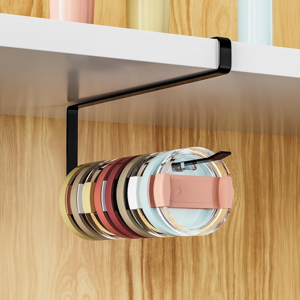 Premium Tumbler Lid Organizer, Organizer-Paper Towel Holder Under Black