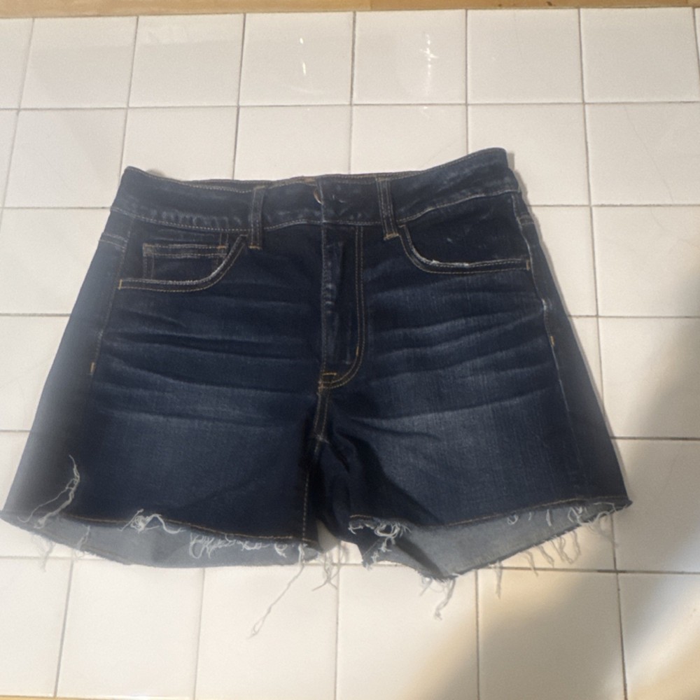 American Eagle Outfitters Hi-Rise Shortie Denim Cut Off Shorts 6 Dark Blue