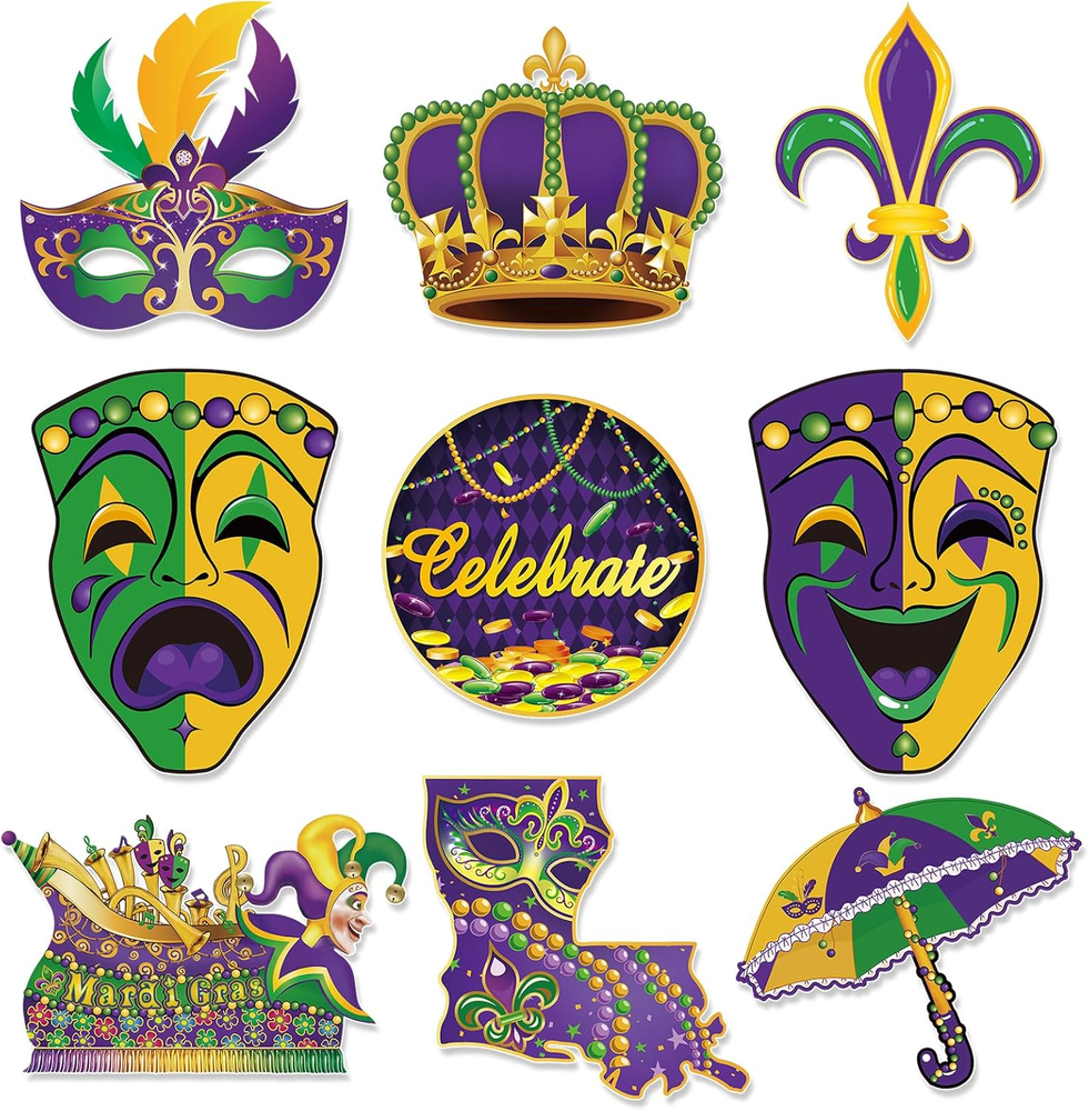 Large Mardi Gras Decorations with Comedy Tragedy Face Mardi Gras Float Mask Cuto
