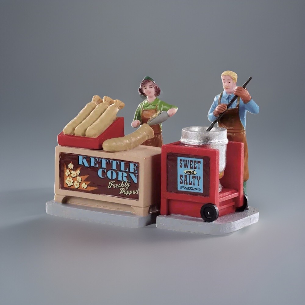 Lemax Kettle Corn Stand 2-Piece Carnival Train Village Holiday Set