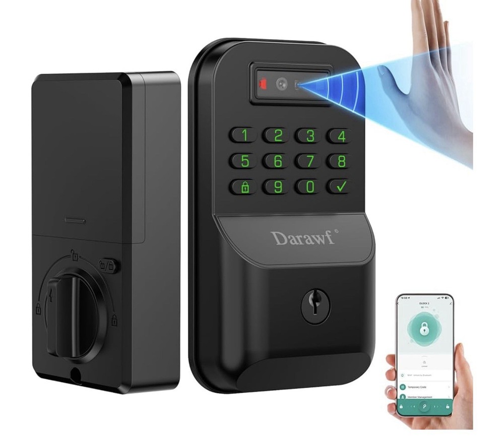 Darawf Palm Recognition Keyless-Entry Keypad Smart Lock: Digital Door Lock App